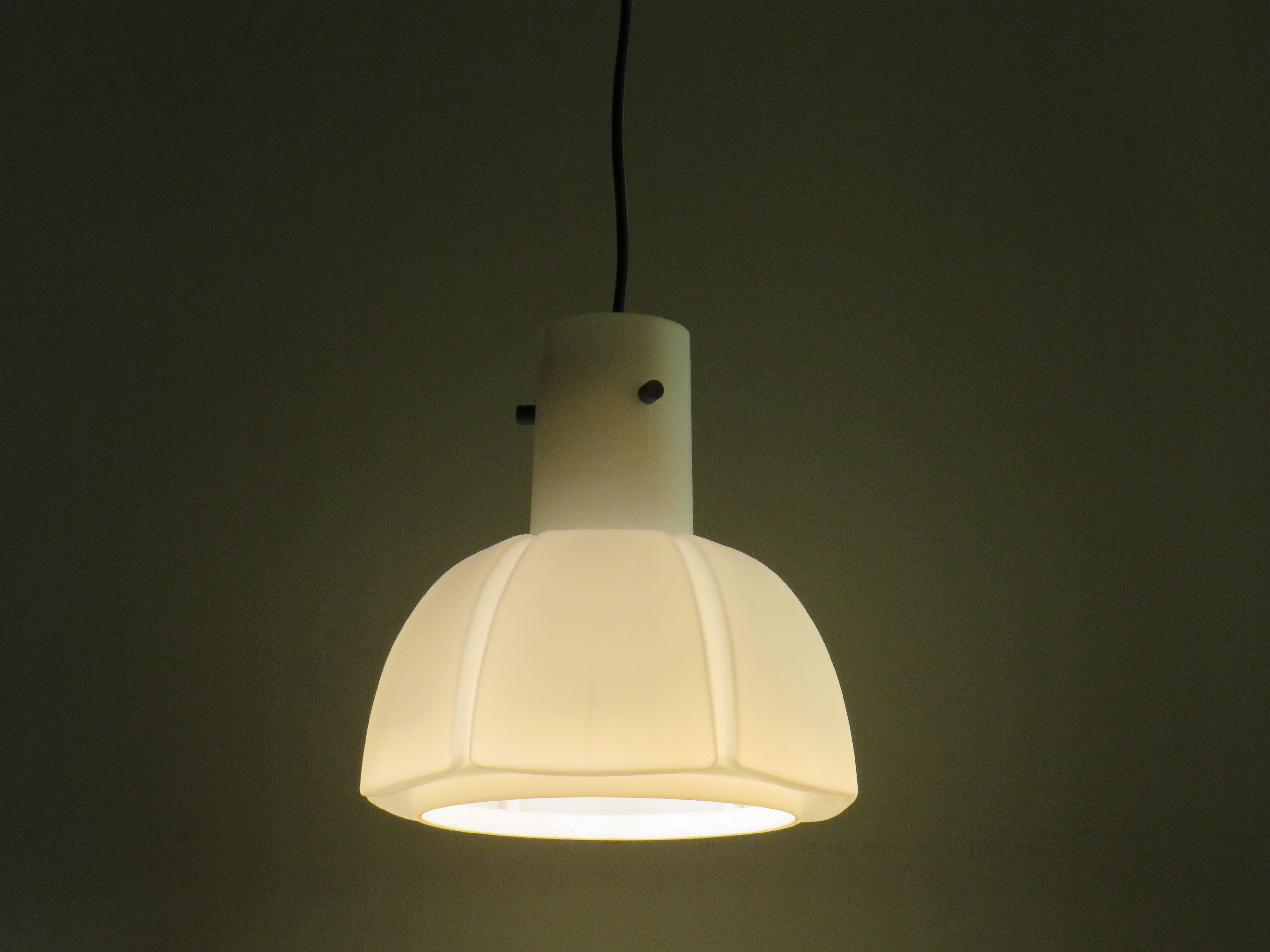Suspension lamp, white opaline, Glashütte Limburg, Germany 1960