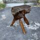 Tabouret Billot en Bois Massif – Sculpture Organique H54cm