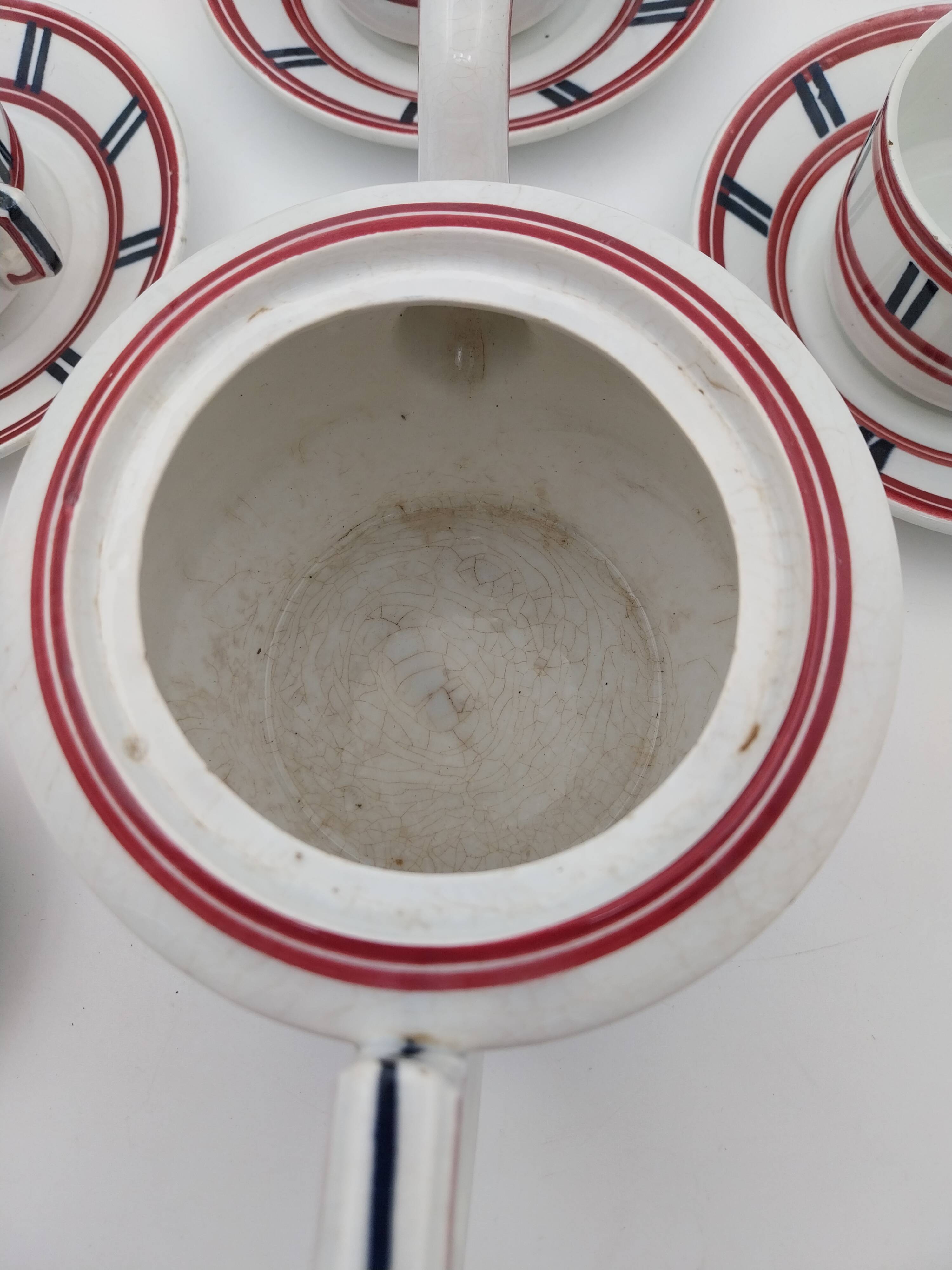 Service Basque théière 5 tasses et 5 soucoupes