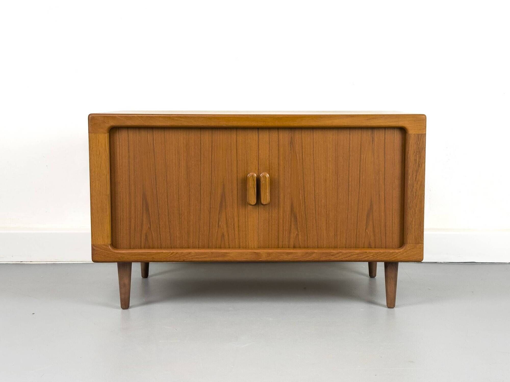 Low Teak Sideboard with Tambour Doors from CFC Silkeborg, 1970s
