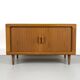 Low Teak Sideboard with Tambour Doors from CFC Silkeborg, 1970s