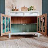 Parisian sideboard doors renovated pale green