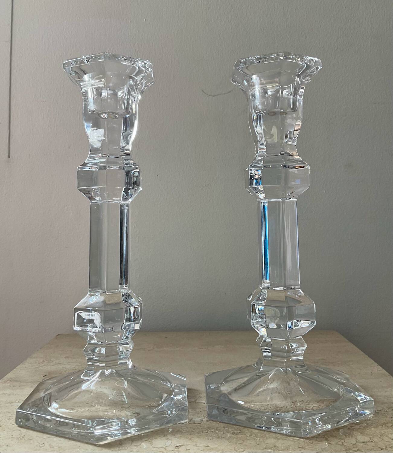 Pair of crystal candlesticks