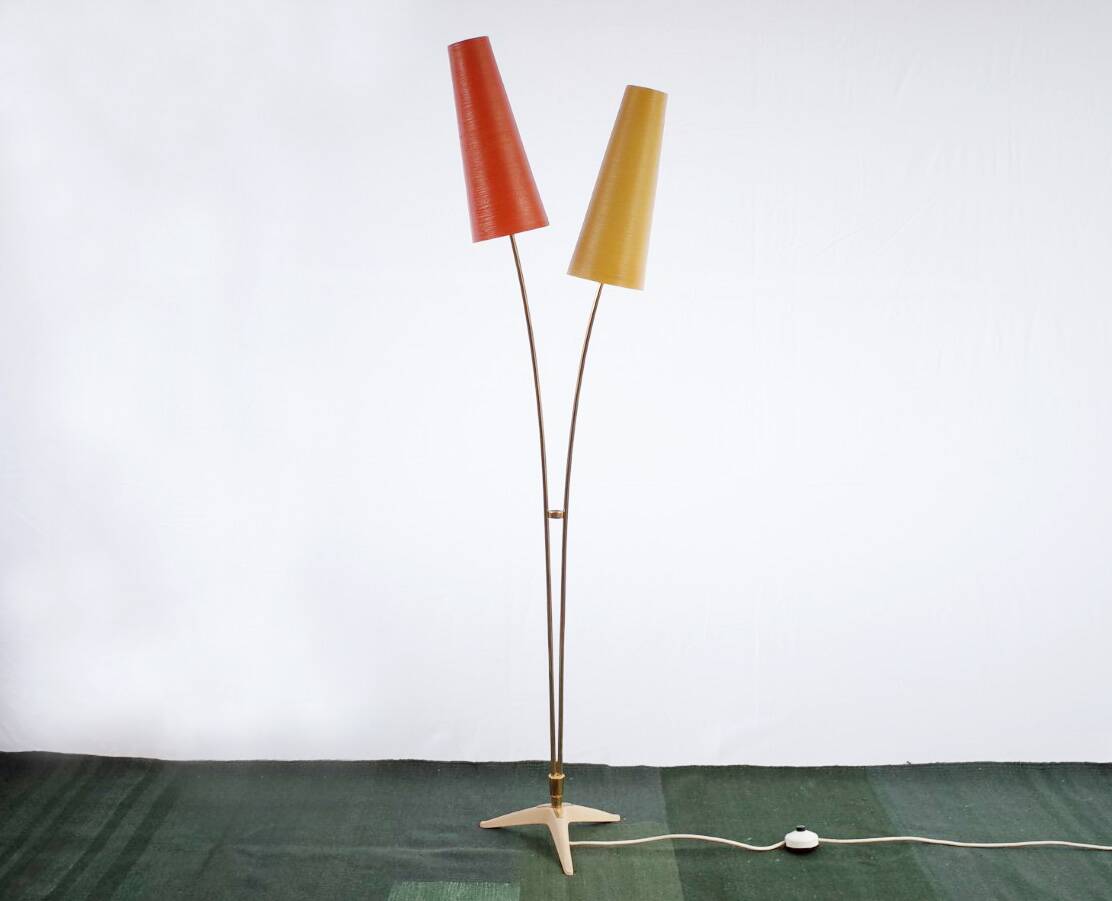 Vintage Stehlampe Cosack en fibre de verre Messing