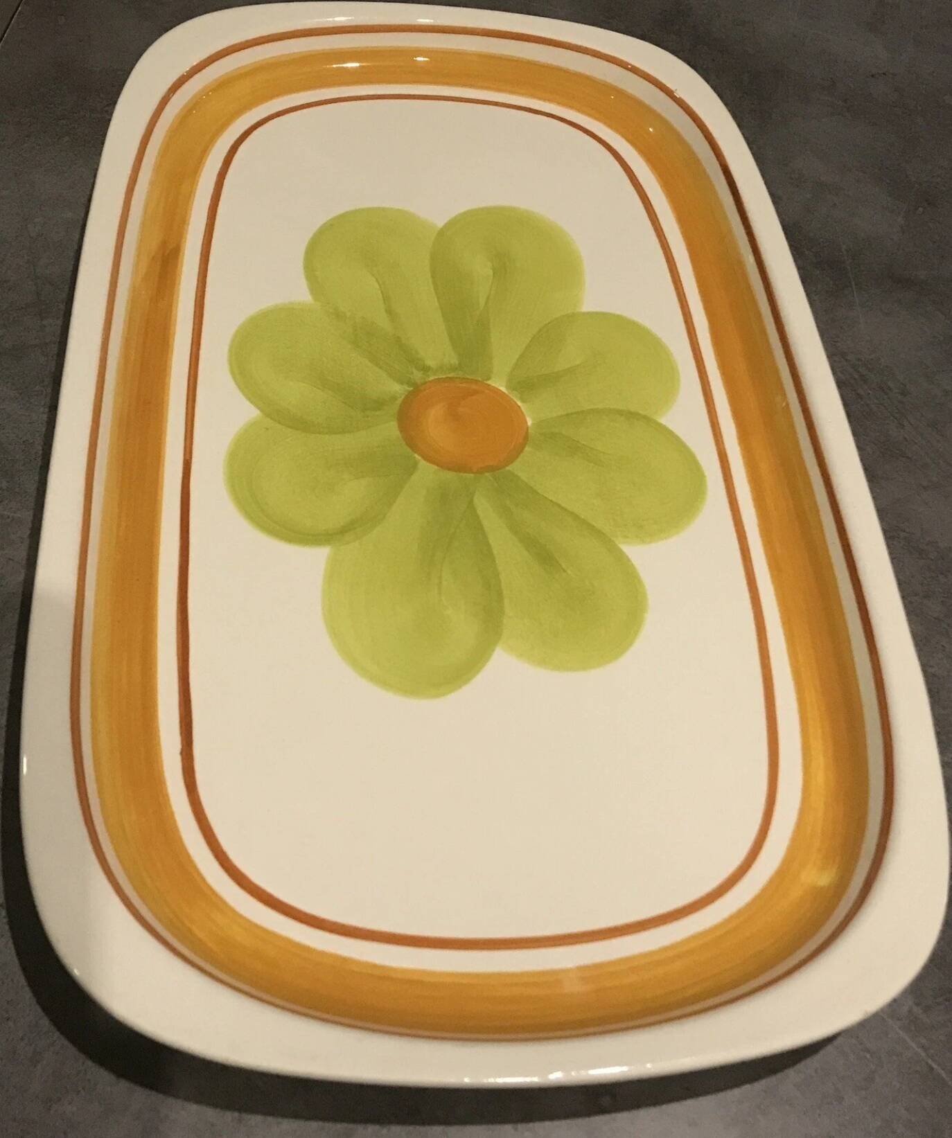 Vintage rectangular earthenware dish, Monaco model by SALINS