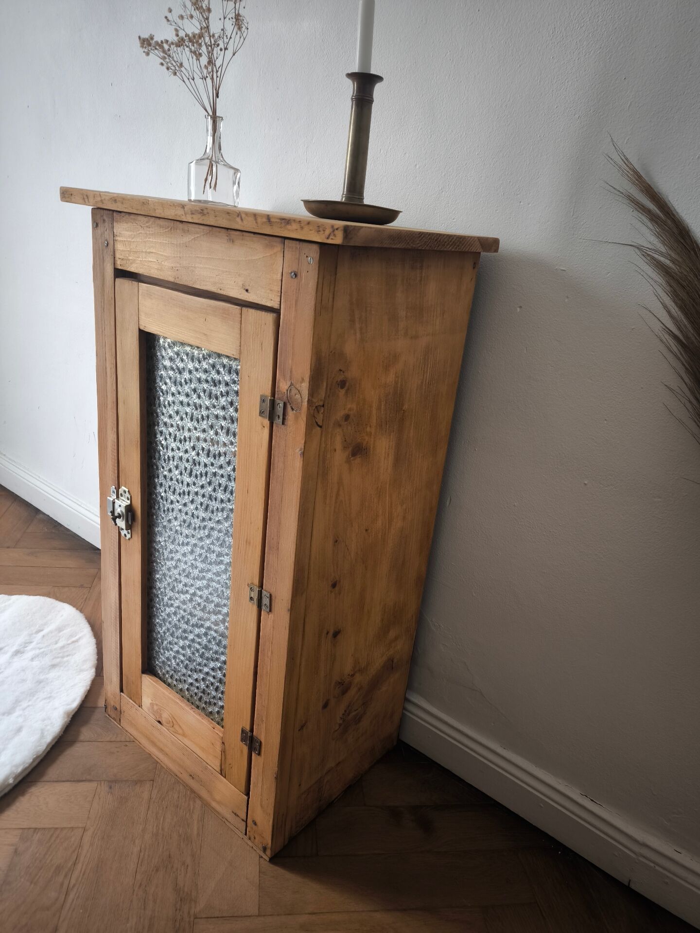Antique pine and hammered glass confiturier - Renovated