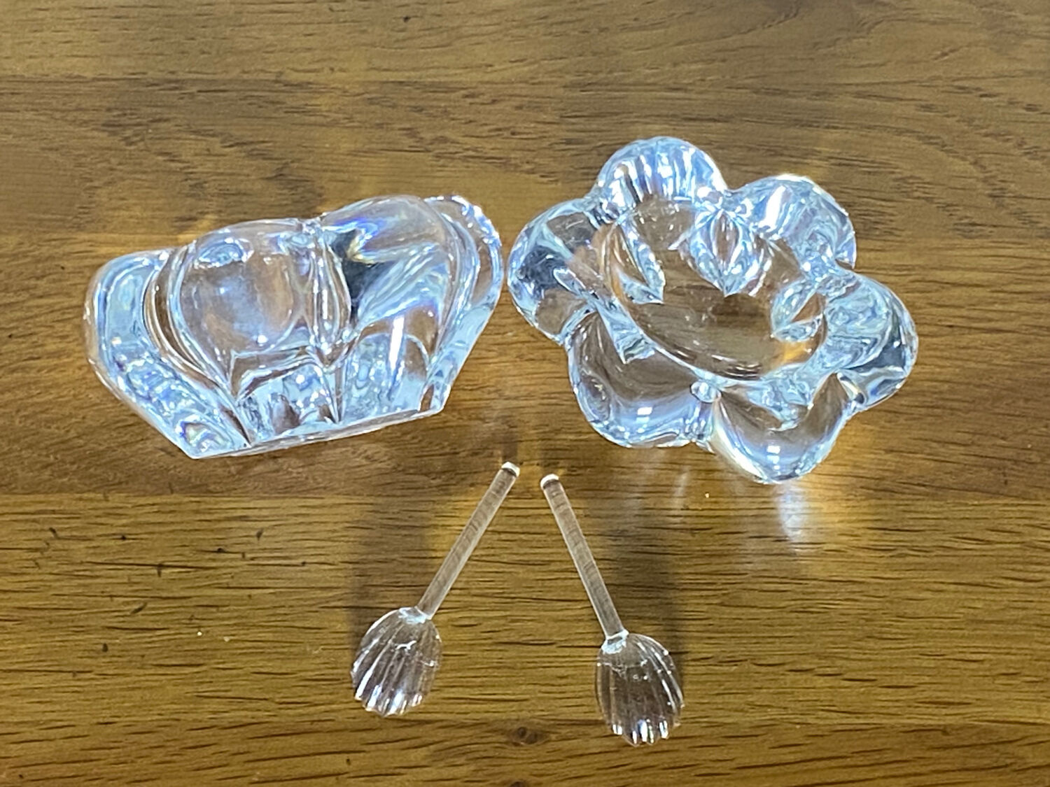 Pair of Daum crystal salt pots