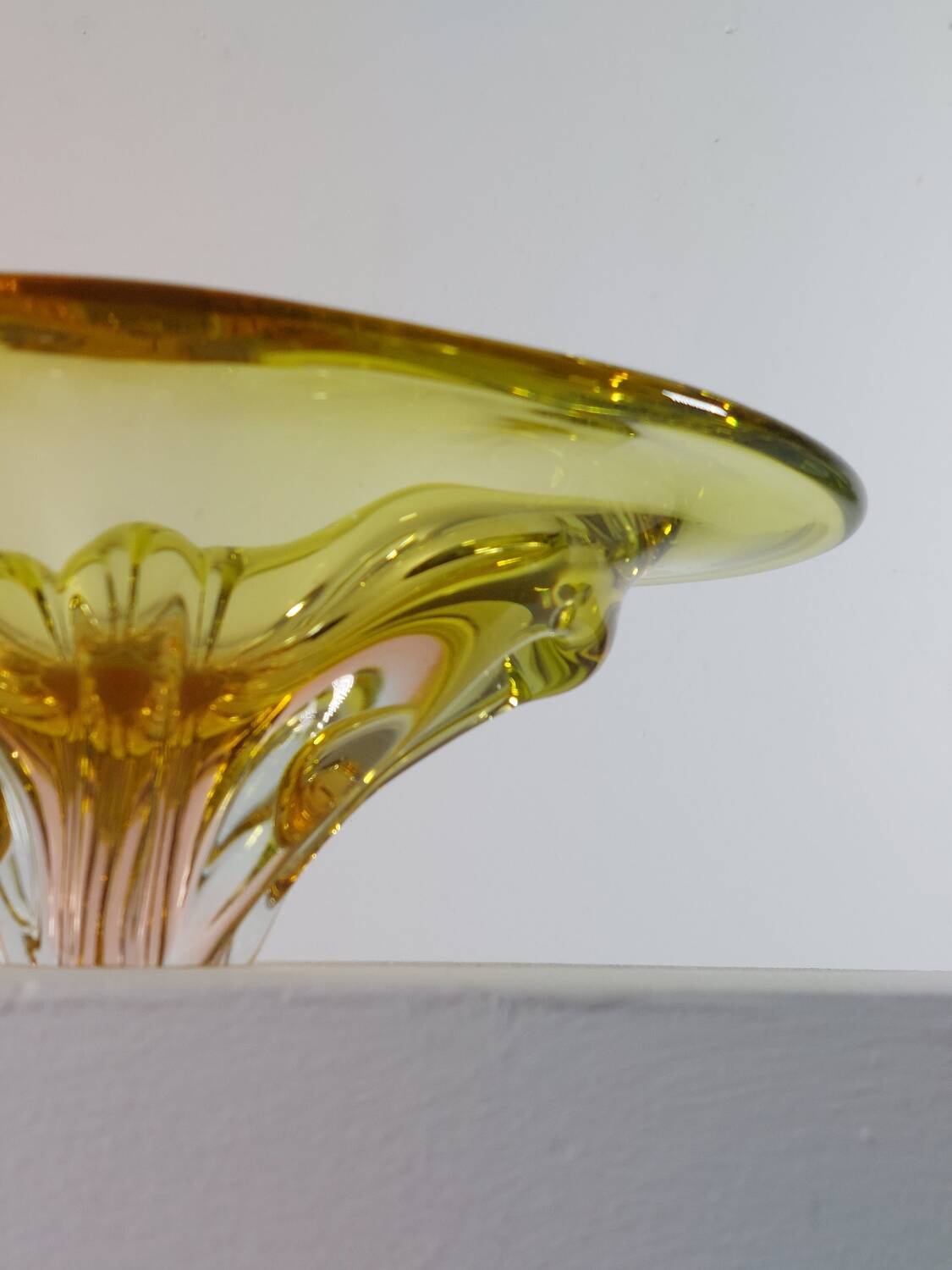 Bol à fruits en verre organique vintage du milieu du siècle Murano