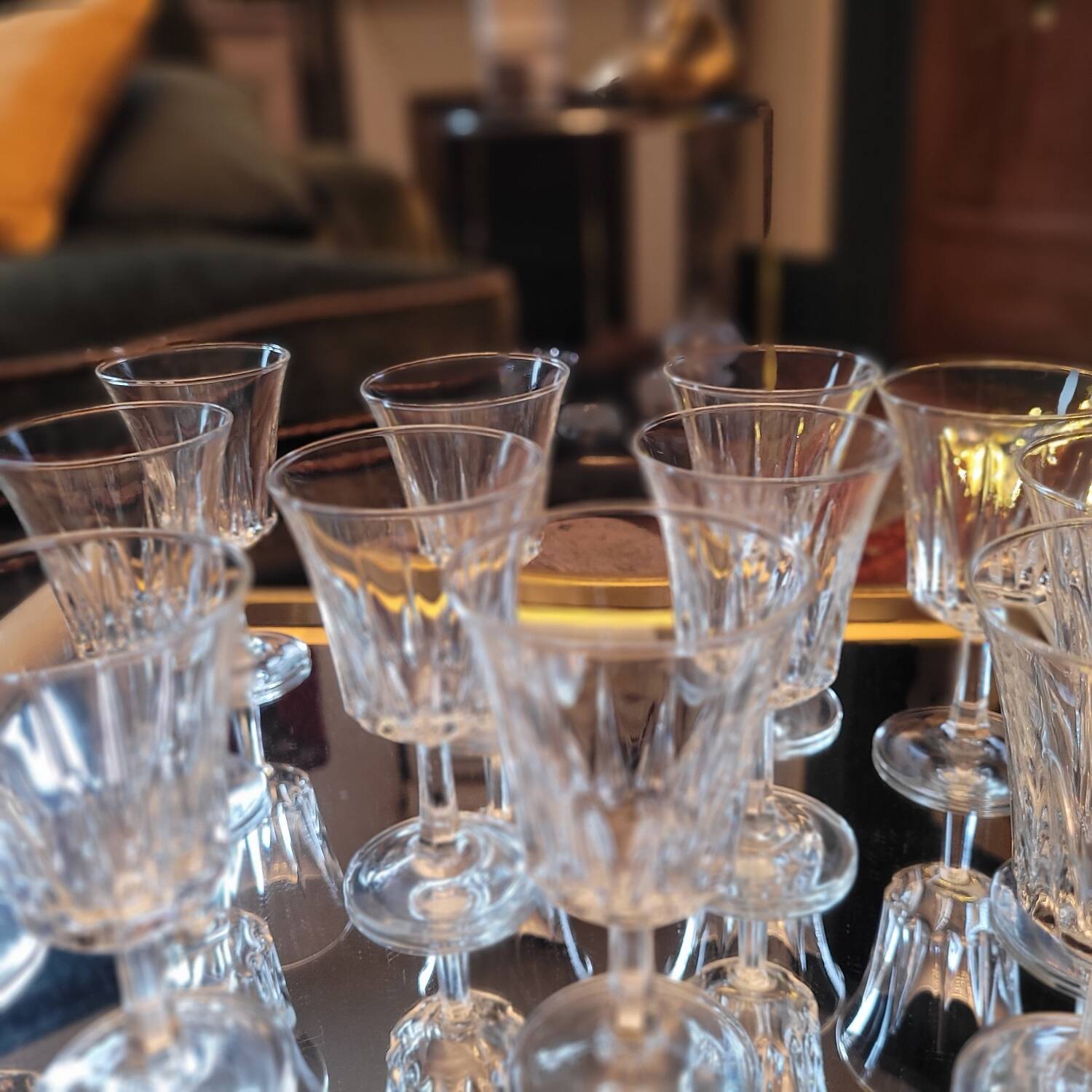 12 faceted stemmed glasses – 1970s 12 faceted stemmed glasses – year