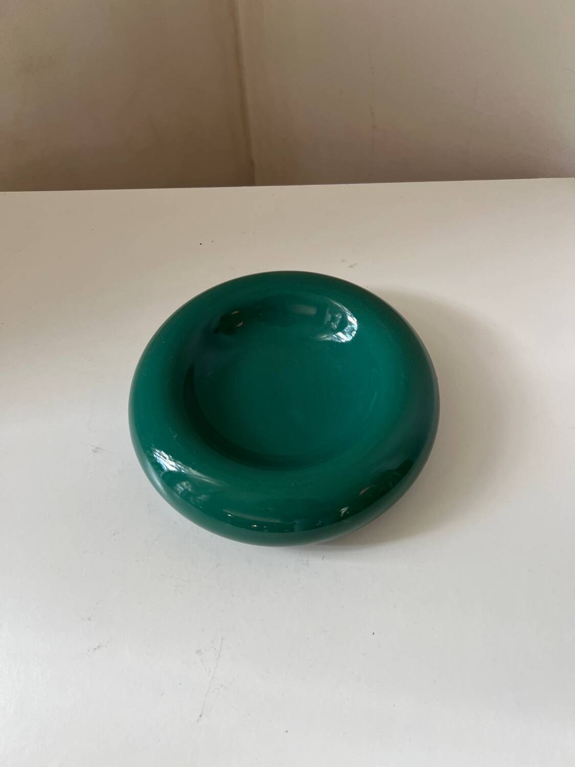 Cendrier vide poche rond vert François Chatain France 1980