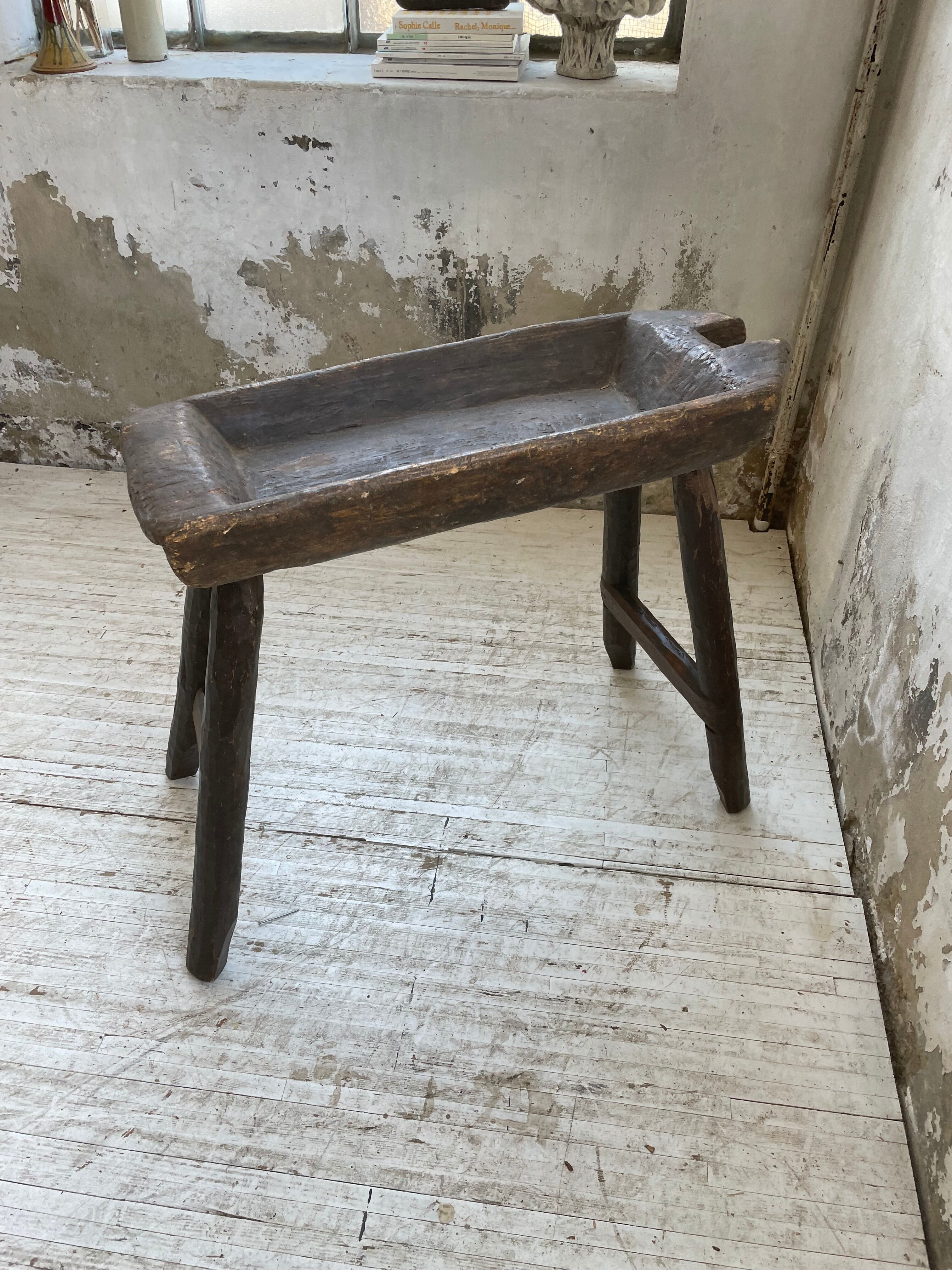 Brutalist solid wood console