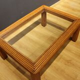Table basse rectangulaire verre et rotin