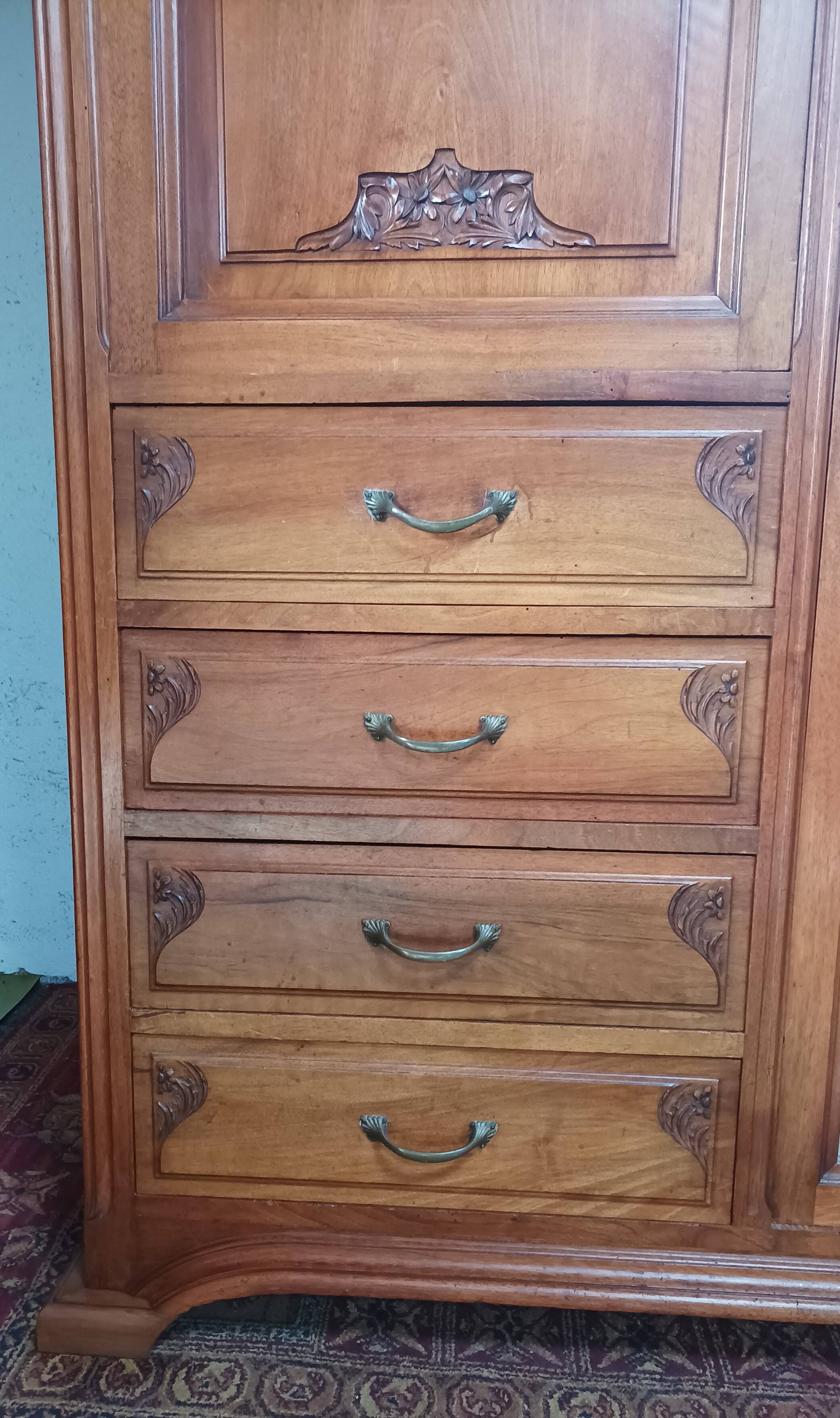 Art Nouveau carved walnut cabinet