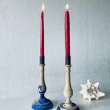 Pair of old patinated candlesticks
