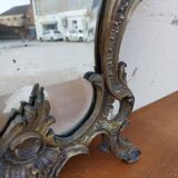 Beveled mirror in bronze louis XV 19th