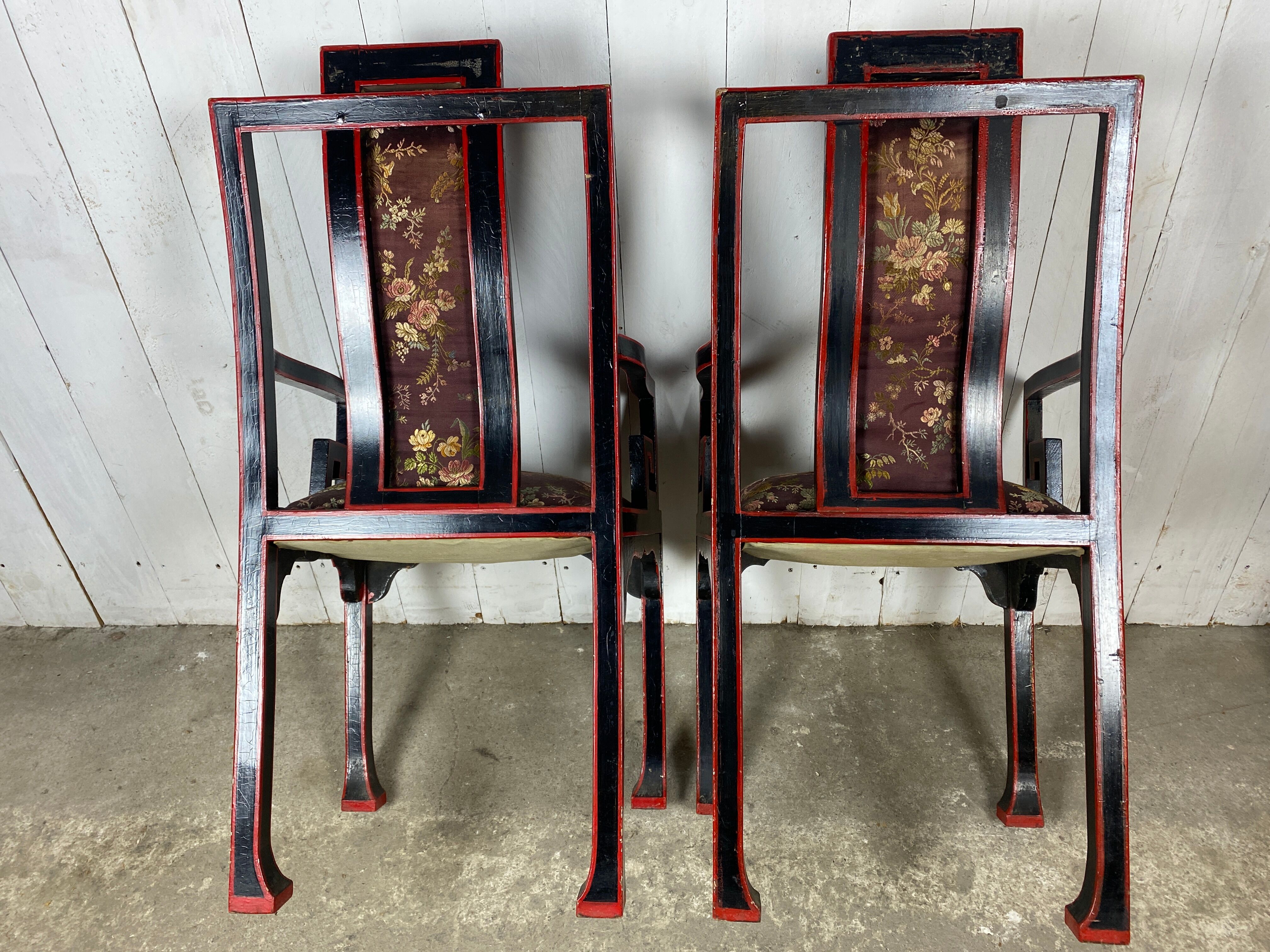 Fauteuils chinois broderie de soie