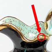 Large pitcher / Monaco vase in polychrome earthenware with bas relief decoration of fish on a seabed