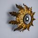 Sun wall lamp by ferro arte, metal and gold leaf, Spain, 1960