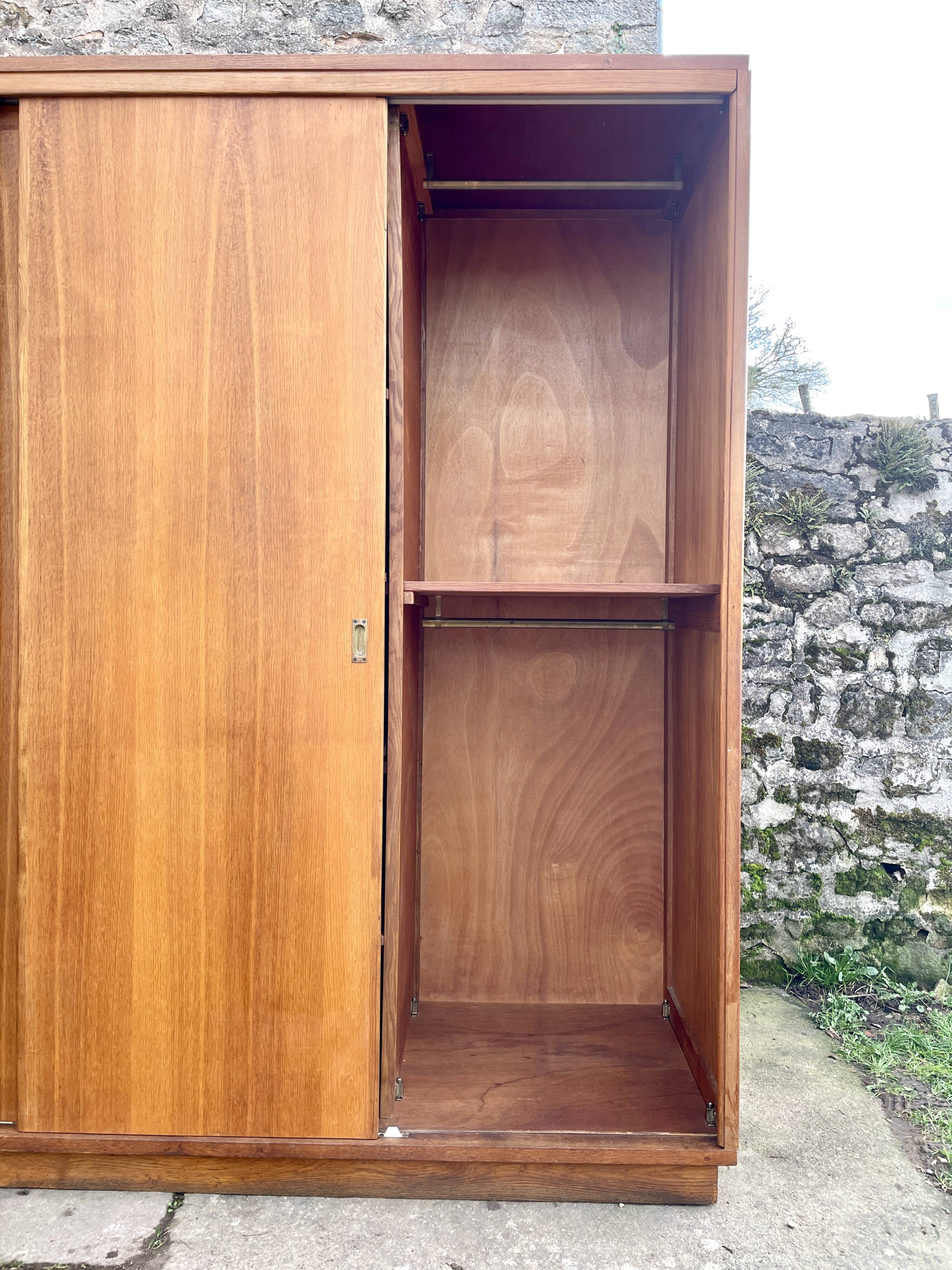 Wardrobe with 3 sliding doors in solid wood 1960