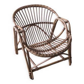 Vintage rattan basket armchair