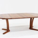 Table de salle à manger ronde extensible vintage Dyrlund danoise en teck massif