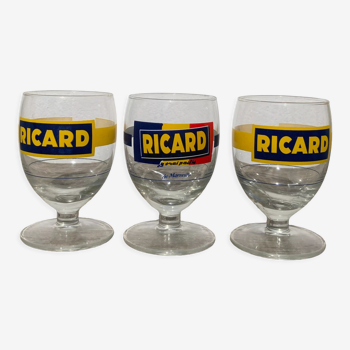 3 glasses with feet of vintage bistrot Ricard
