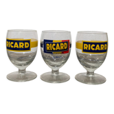 3 glasses with feet of vintage bistrot Ricard
