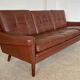 Danish mid-century Svend Skipper cognac 3 person sofa 1960s