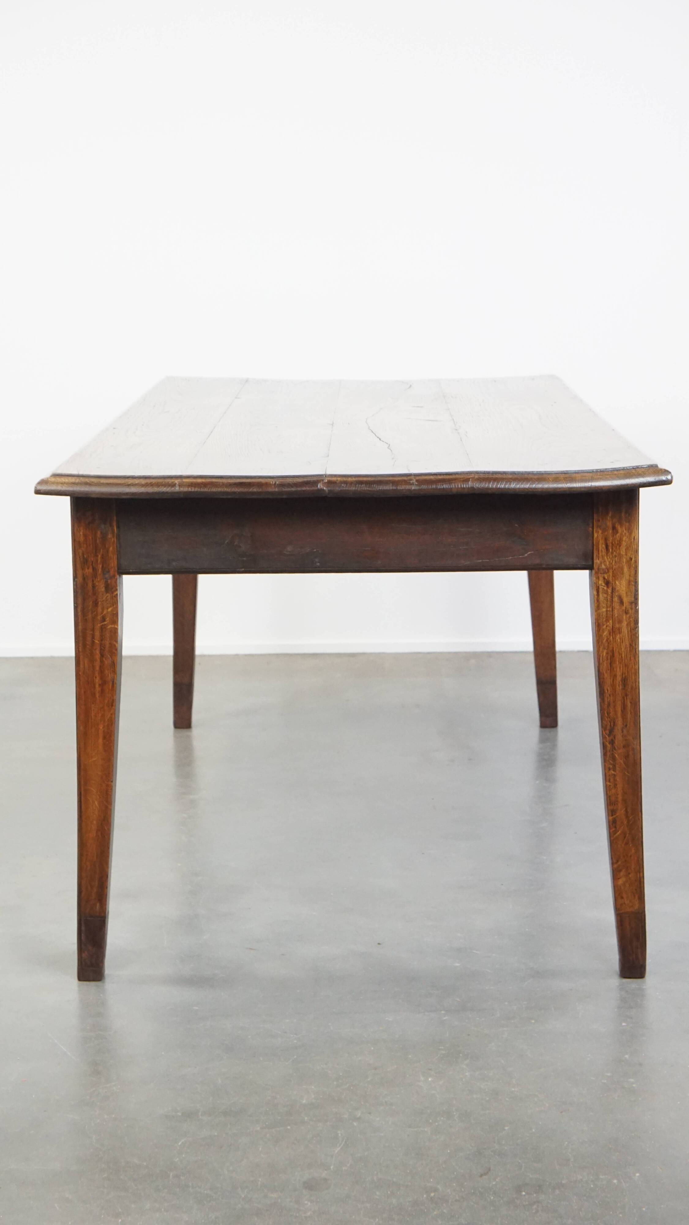 Antique French Oak Dining Table from the Early 19th Century with 2 Drawers