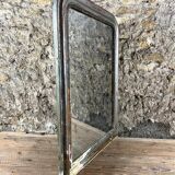 Antique Louis-Philippe Mirror, 19th Century, Shabby Silver Patina