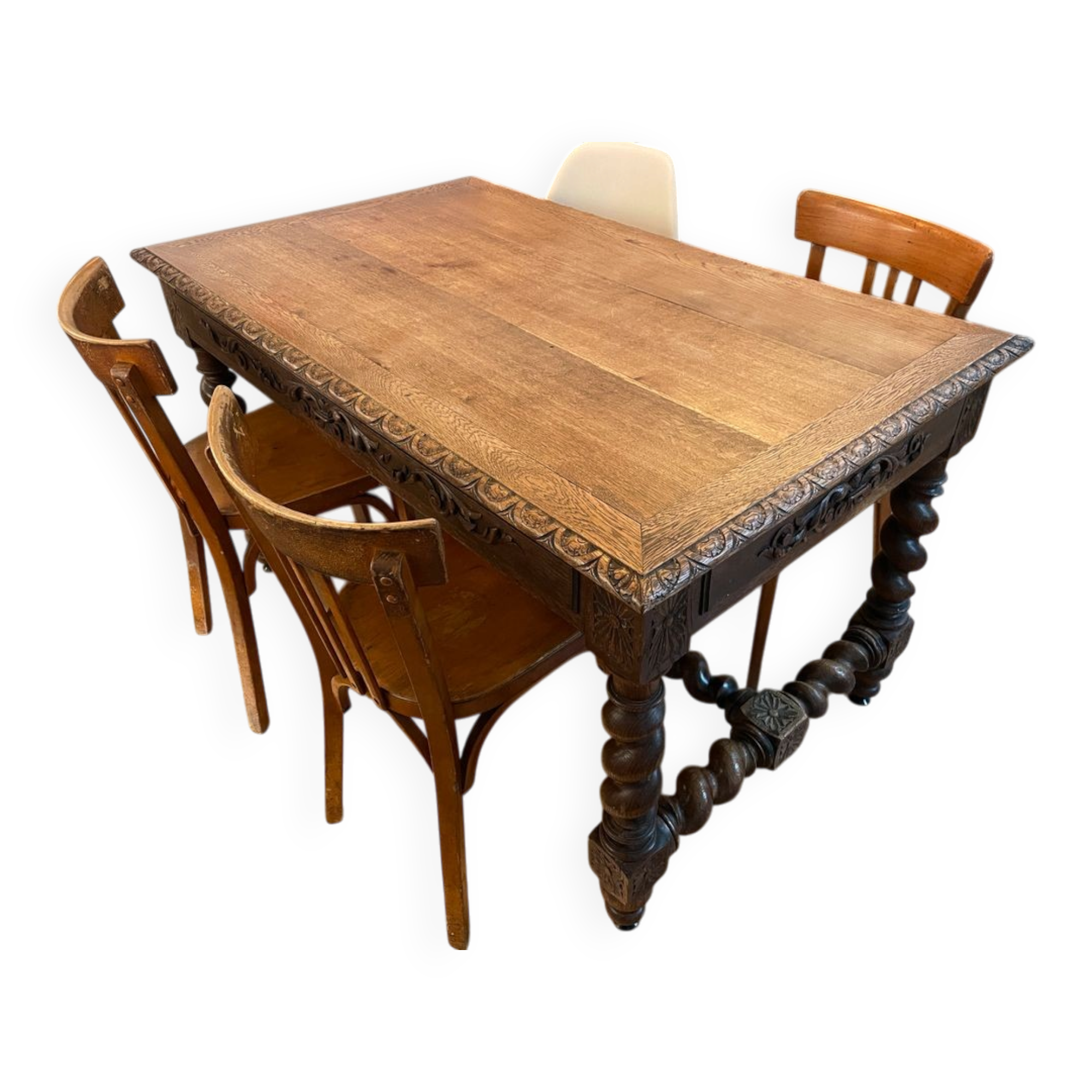 Antique solid oak dining table