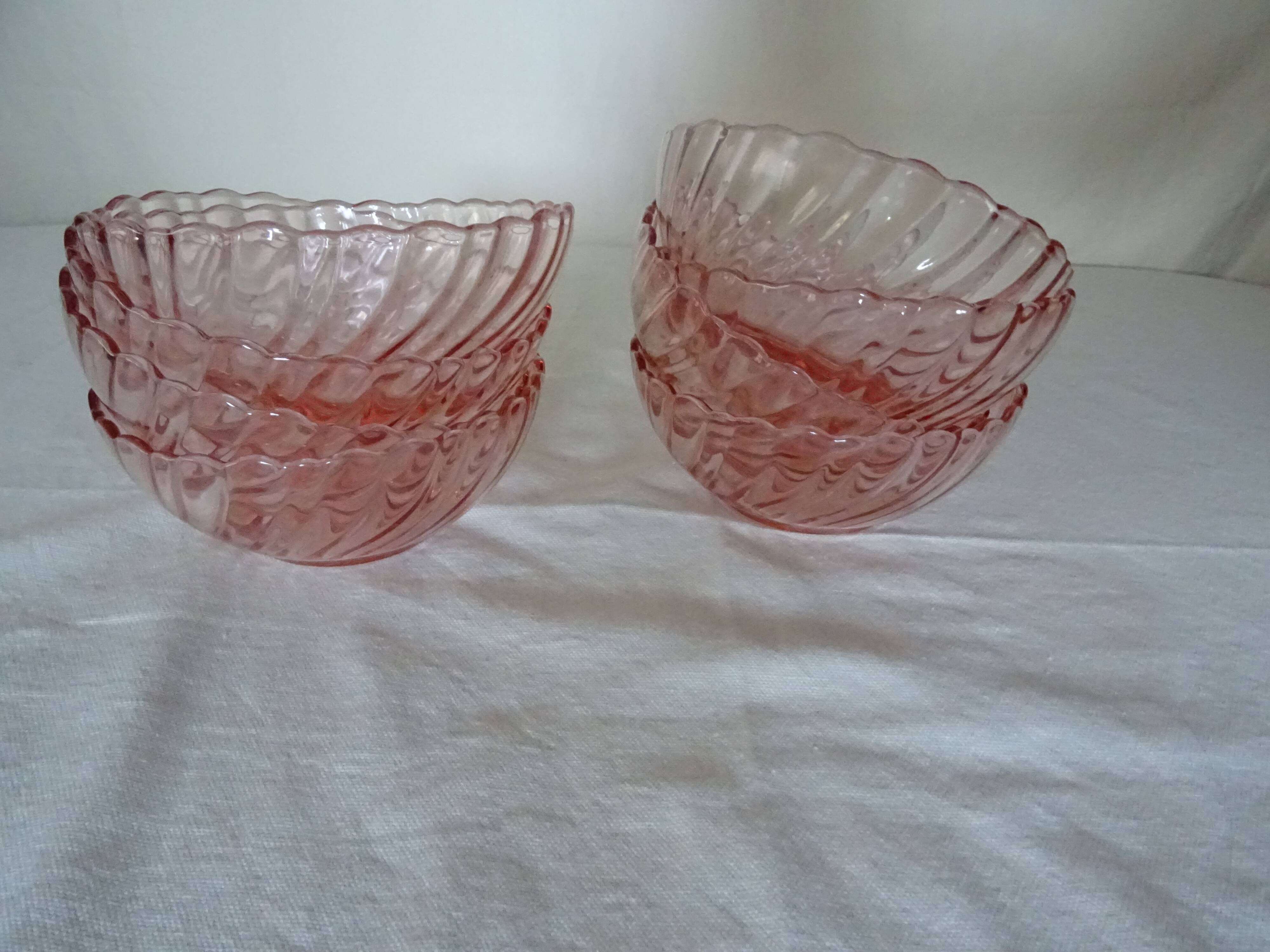 8 cups ARCOROC ROSALINE vintage twisted pink 358112