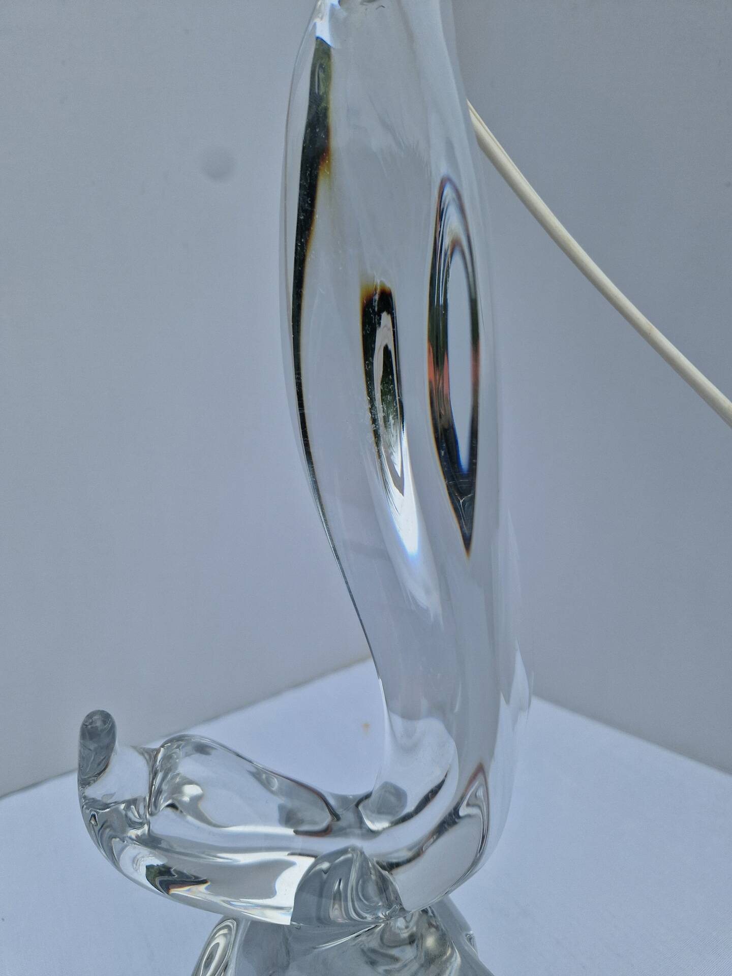 Lamp Base Swan Neck Signed Daum