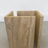 French Coffee Table in Travertine and Marble, 1960s