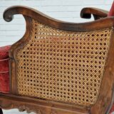 Fauteuil danois en bois de frêne et velour années 1930