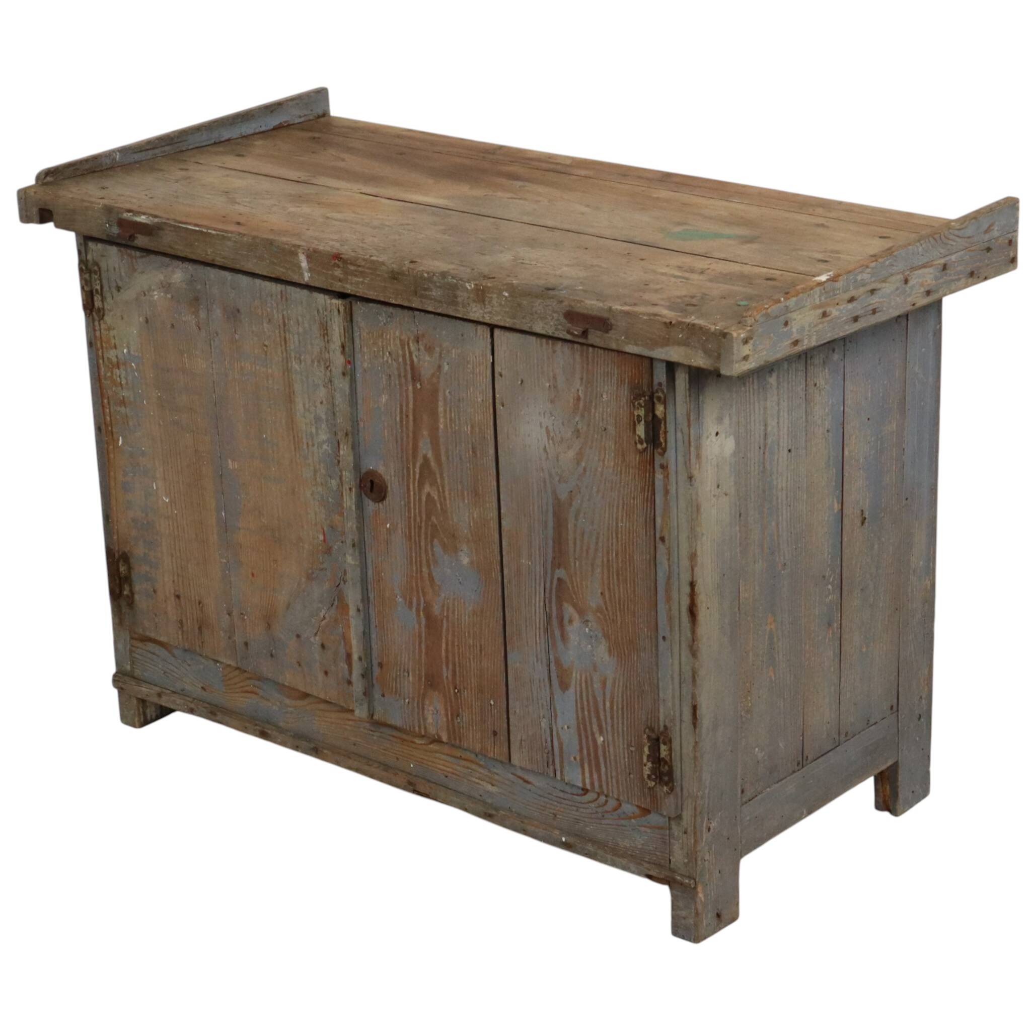 Characterful Old Blue Workbench Sideboard Unique 124cm