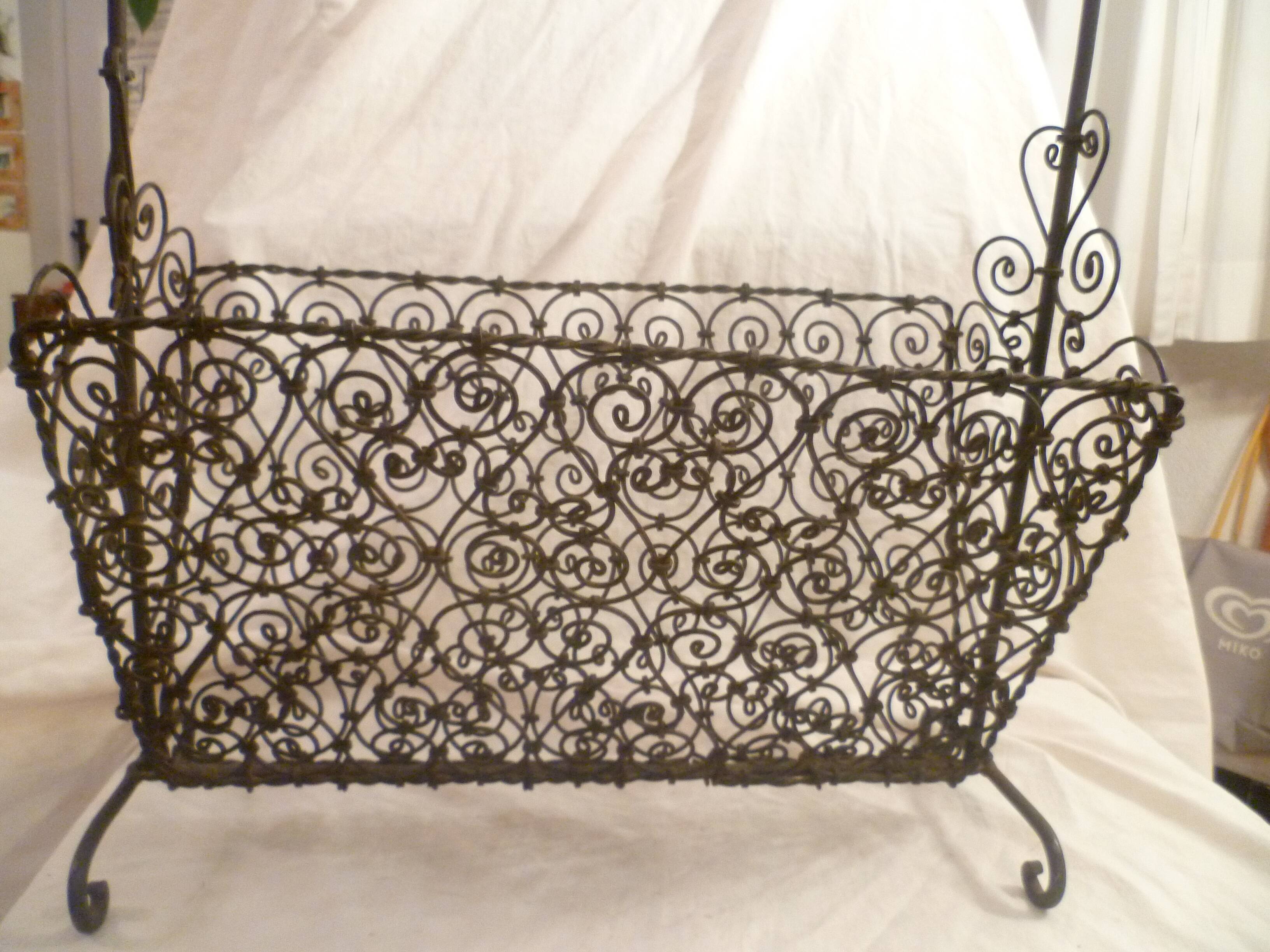 Hand wrought iron magazine rack 1950s collector vintage
