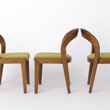 Set of 6 Mid Century Dining Chairs, Baumann Gondola Chairs 1970s, Oak Wood