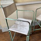 Pair of antique vintage camping metal chairs plianfer
