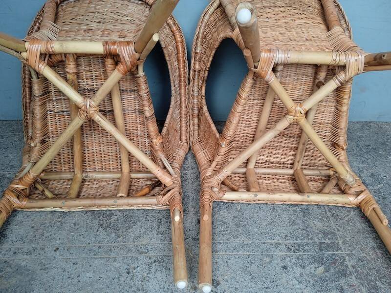 Paire de fauteuils rotin vintage