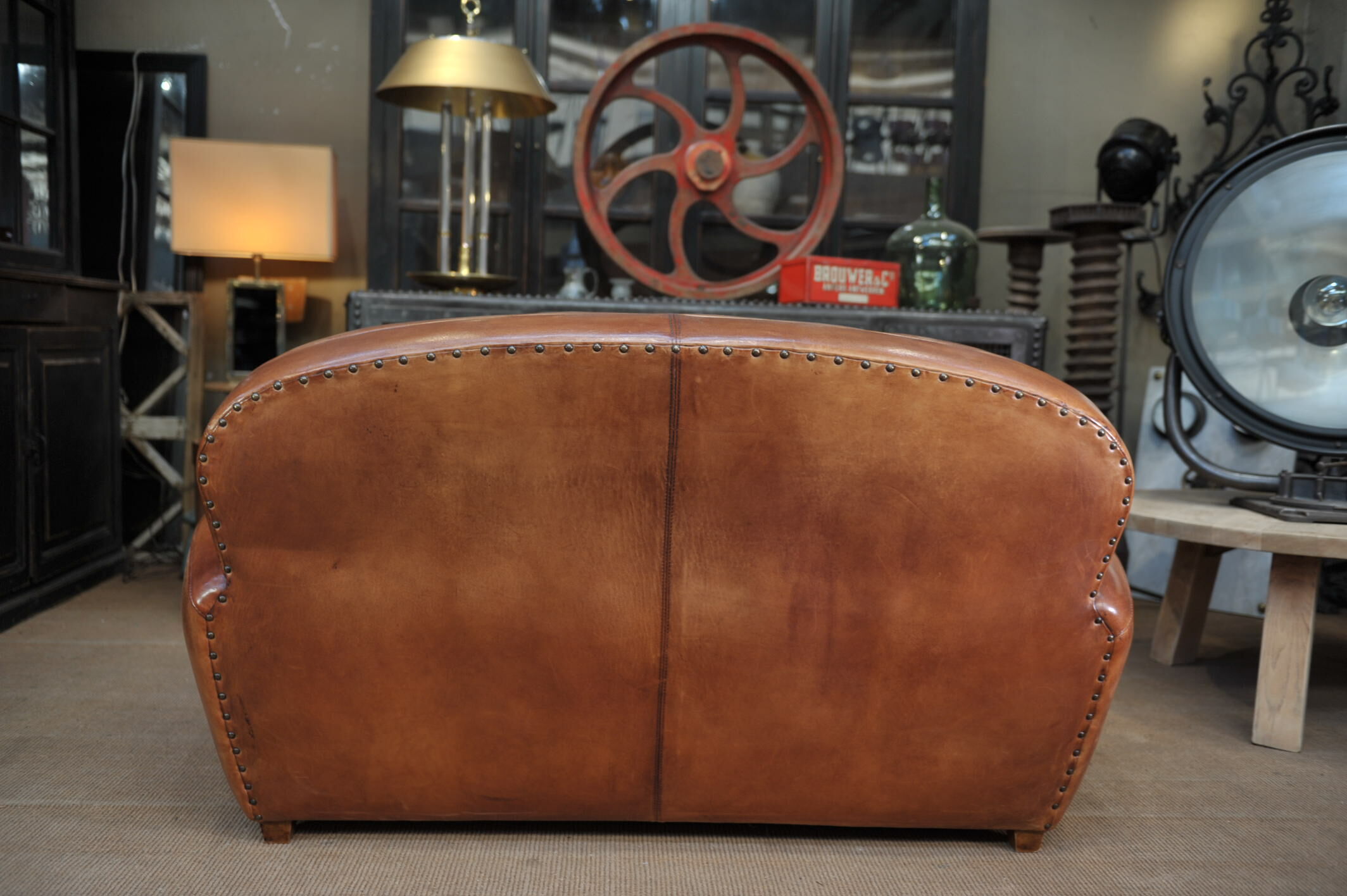 Vintage 3-seater leather club sofa