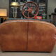 Vintage 3-seater leather club sofa