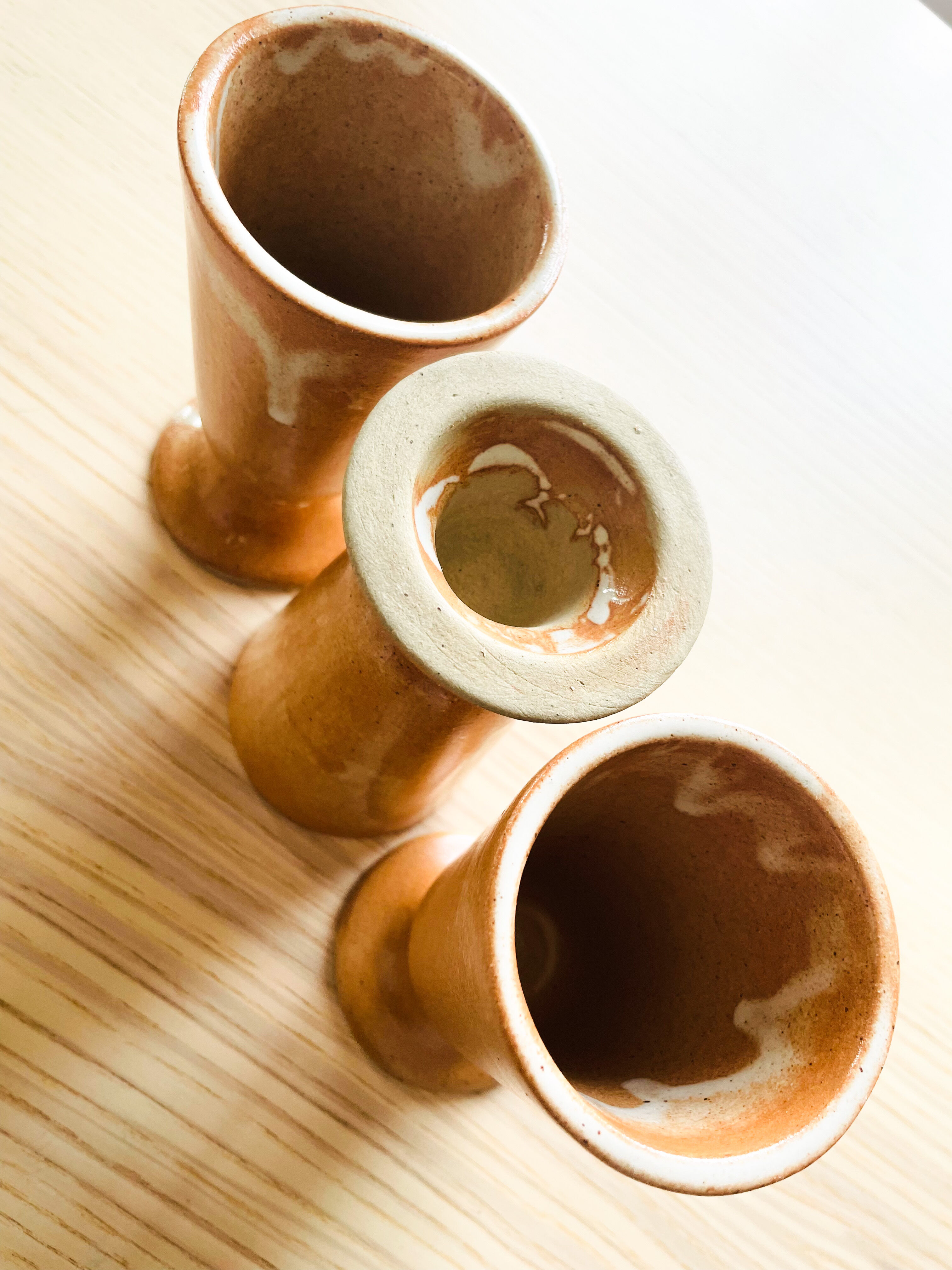 Set of 3 vintage stoneware mazagrans