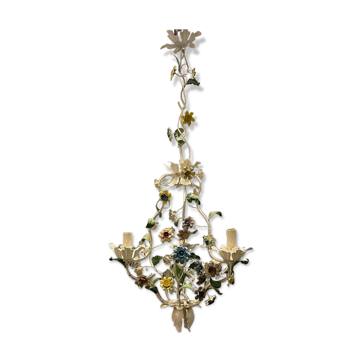 Lustre italien Tole Flower années 1960