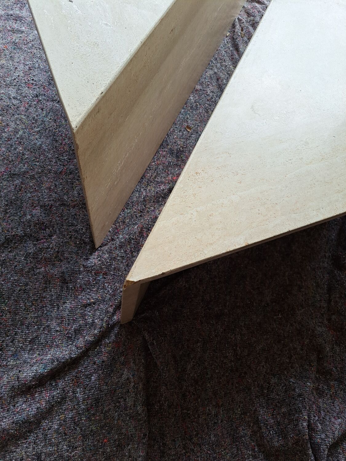 Travertine coffee table.