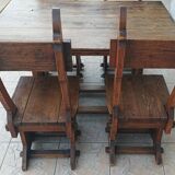 Set of table and 4 mountain chairs in solid oak