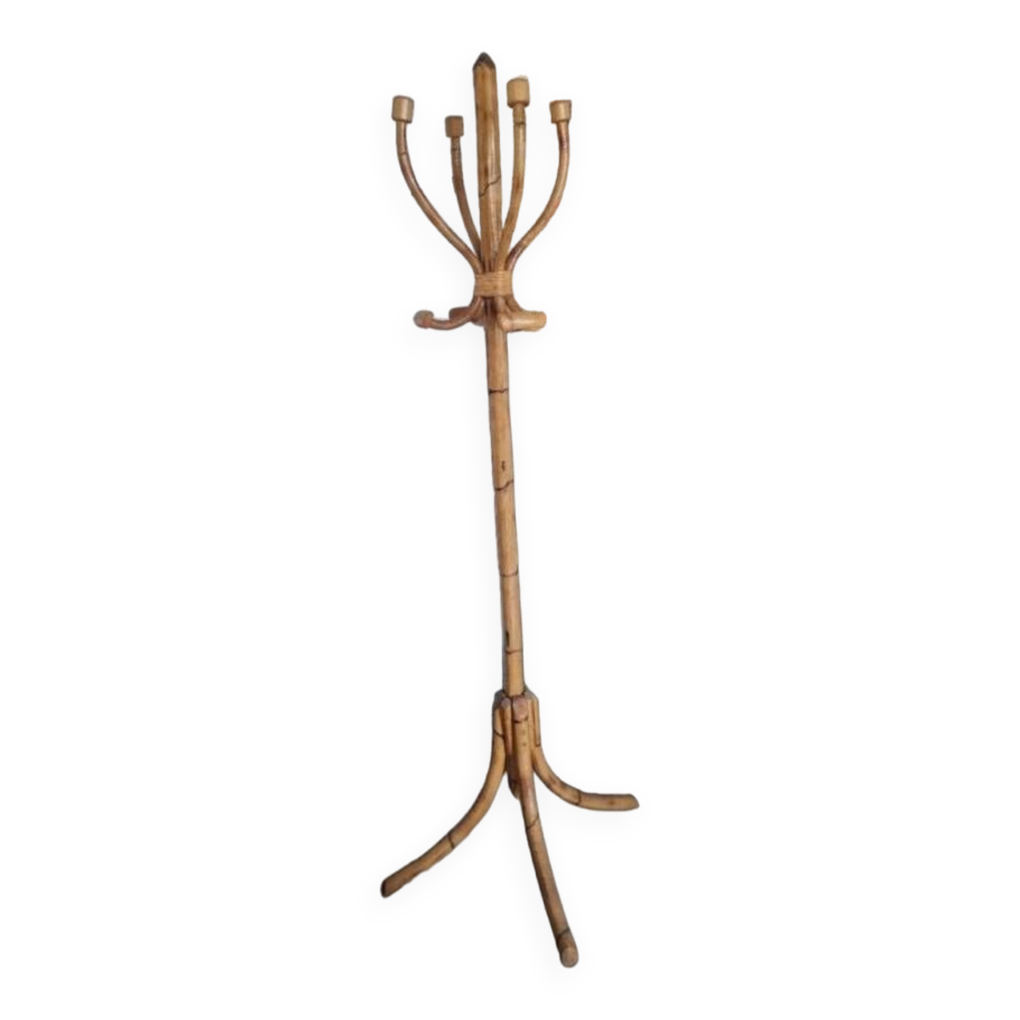 Porte manteau bambou rotin vintage