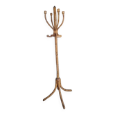 Vintage rattan bamboo coat rack