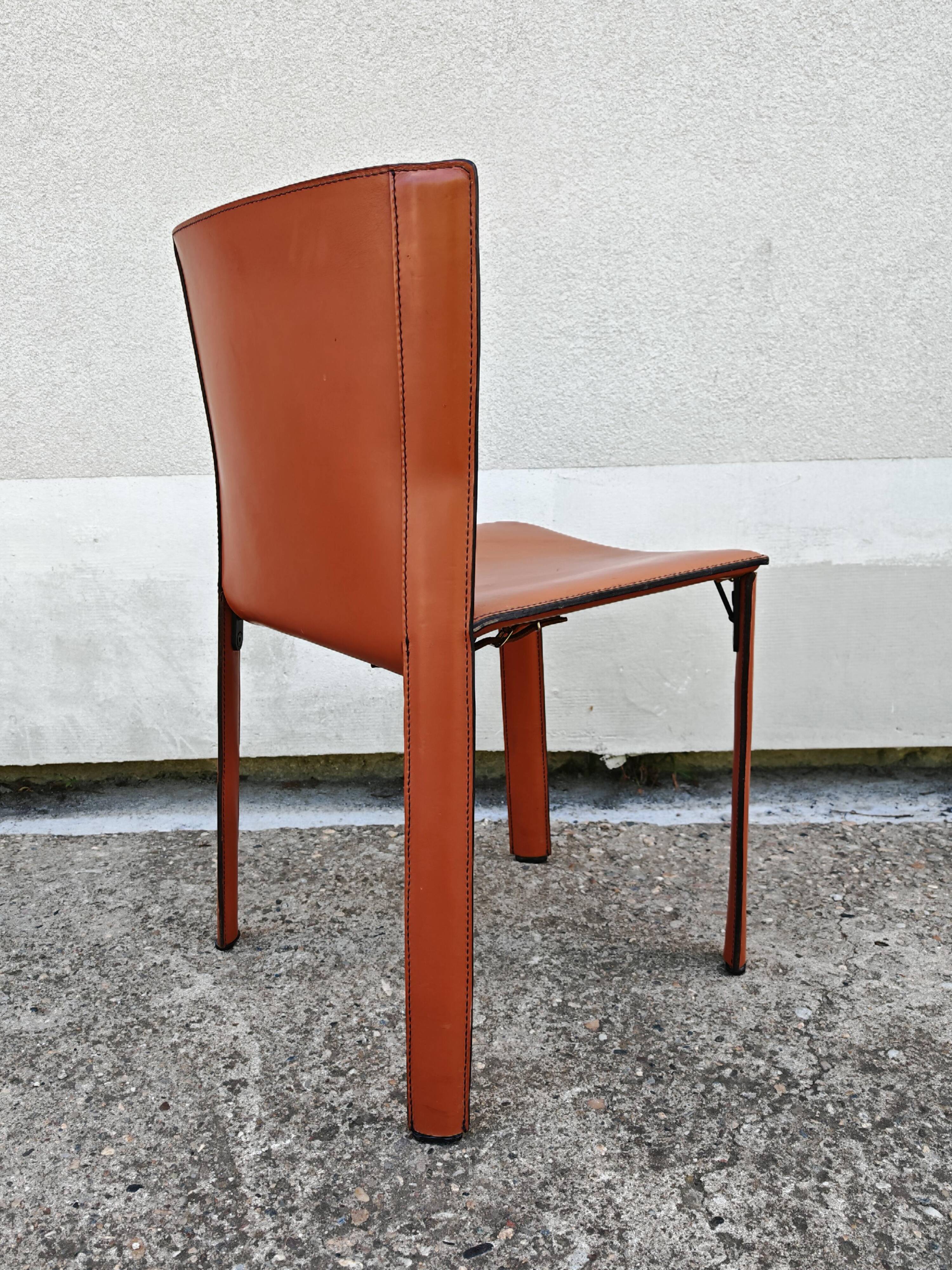 Postmodern pair of leather chairs by Giancarlo Vegni for Fasem 1984