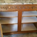 Art deco buffet  in blond oak with shelf marble
